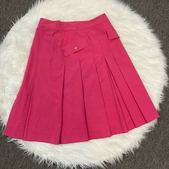 Perry Ellis Pink Pleated Skirt Size 6 Knee Length - Picture 2 of 9